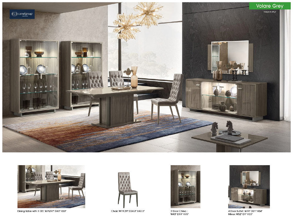 ESF Furniture - Volare 4 Door Buffet with Mirror in Grey - VOLAREBUFFETGREY-MIRROR