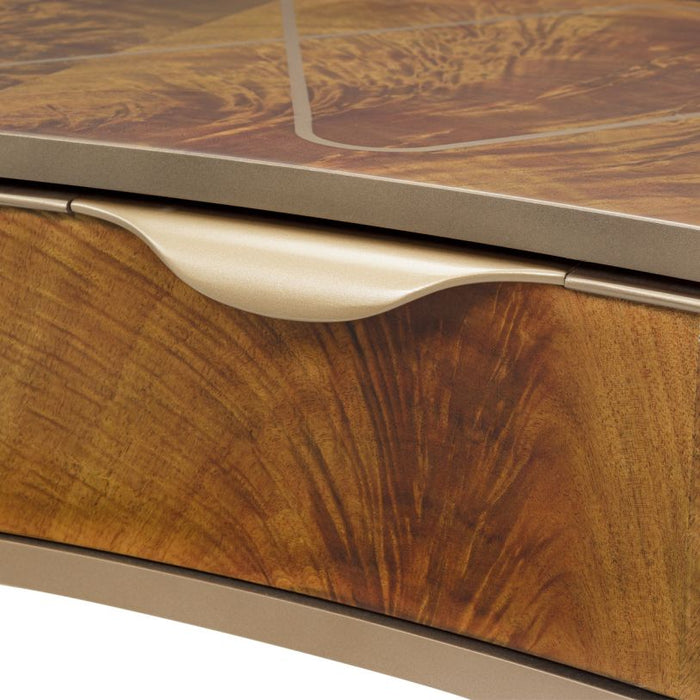 AICO Furniture - Malibu Crest Vanity Desk with Mirror in Crotch Mahogany - 9007058-68-411