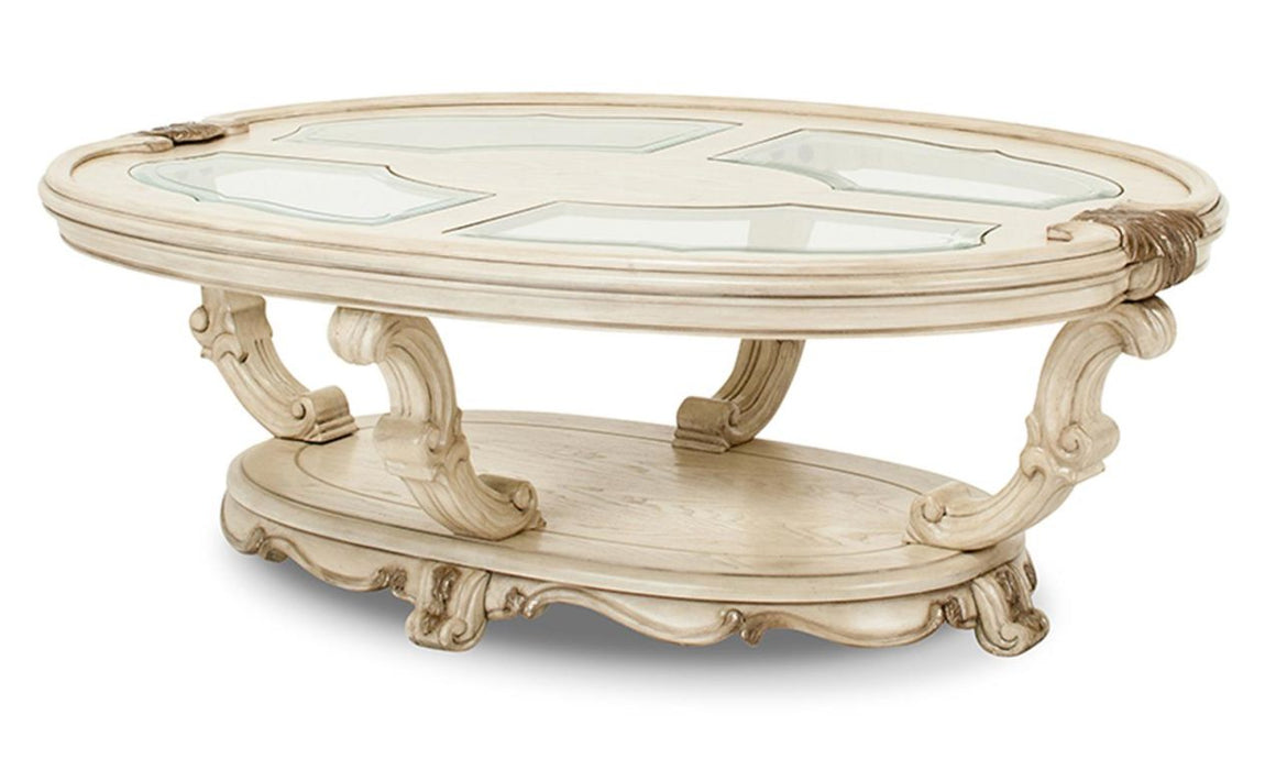 AICO Furniture - Platine de Royale" Oval Cocktail Table" Champagne - NR09201-201
