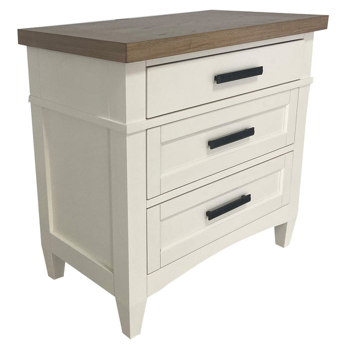 Parker House - Americana Modern 3 Drawer Nightstand with Charging Station in Cotton - AME#51303-COT
