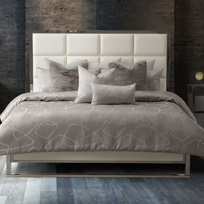 AICO Furniture - Roma II"9Pc Queen Comforter Set"Platinum - BCS-QS09-ROMAII-PLT