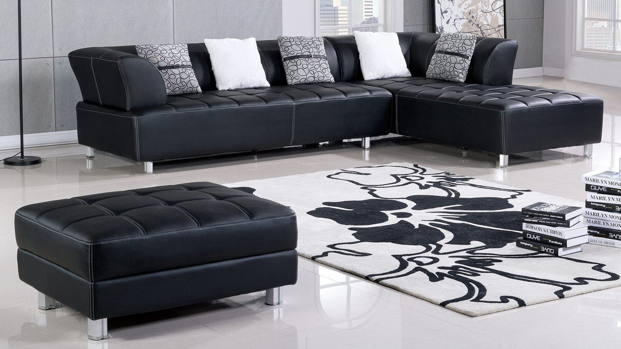 American Eagle Furniture - AE-L138 3-Piece Sectional Sofa in Black - AE-L138L-BK