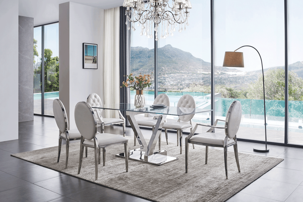 ESF Furniture - Zig Zag 7 Piece Dining Table Set - ZZTABLE160-7SET