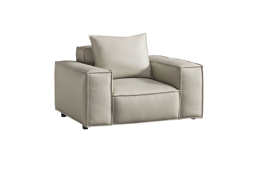 American Eagle Furniture - EK8008 Light Gray Full Leather Arm Chair - EK8008-LG-CHR