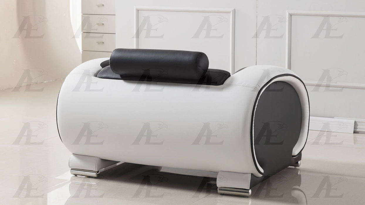 American Eagle Furniture - AE-D802 Black and White Faux Leather Sofa - AE-D802-BK.W-SF