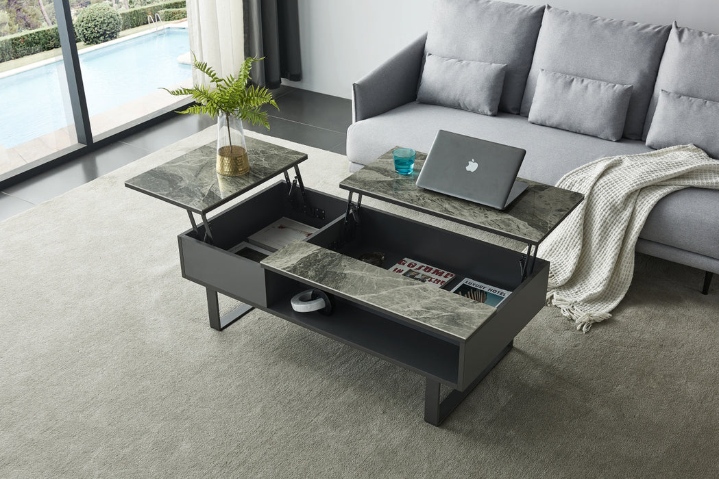 ESF Furniture - 1388 Coffee Table w/ Storage in Grey - 1388COFFEETABLEGREY