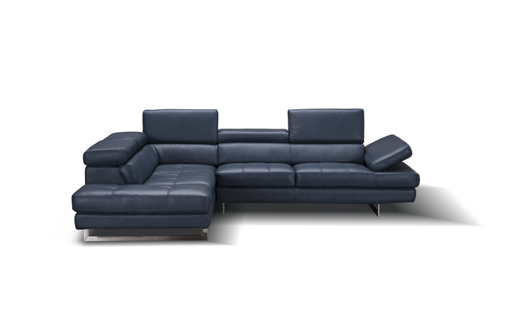 J&M Furniture - A761 Italian Leather Sectional Blue In Left Hand Facing - 178553-LHFC