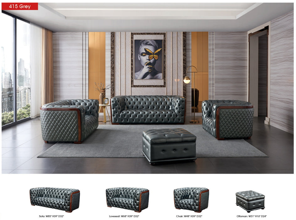 ESF Furniture - 415 4 Piece Living Room Set in Gray - 415GRAY-4SET