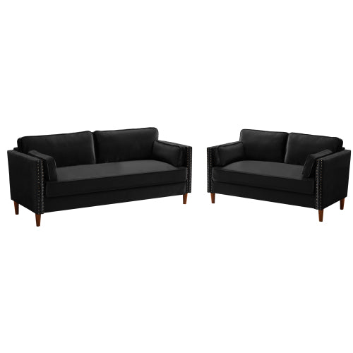 GFD Home - 2 Pieces Living Room Set in Black - W308S00004