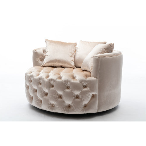GFD Home - Modern Akili swivel accent chair barrel chair for hotel living room - Modern leisure chair Beige - D21917007