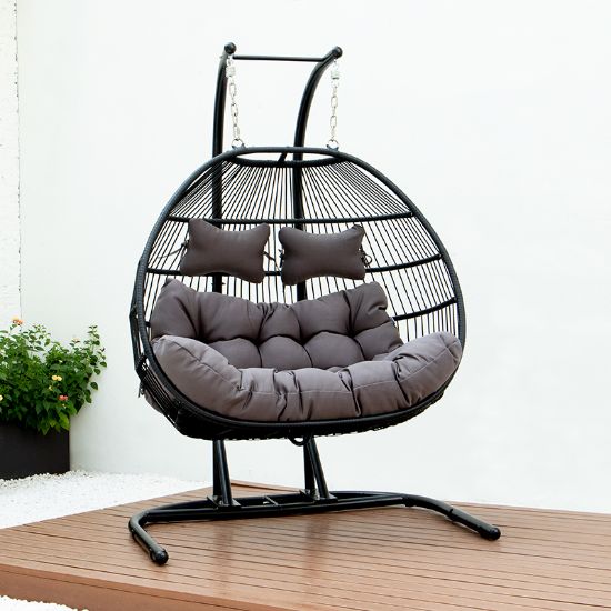 GFD Home - Double Swing Chair with Stand and Cushion