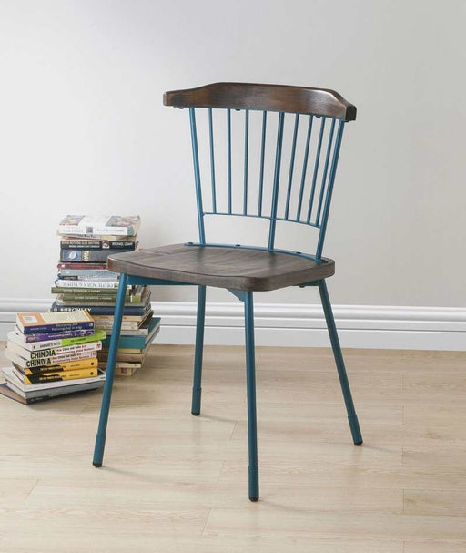 Acme Furniture - Orien Teal & Brown Oak Side Chair (Set-2) - 71798