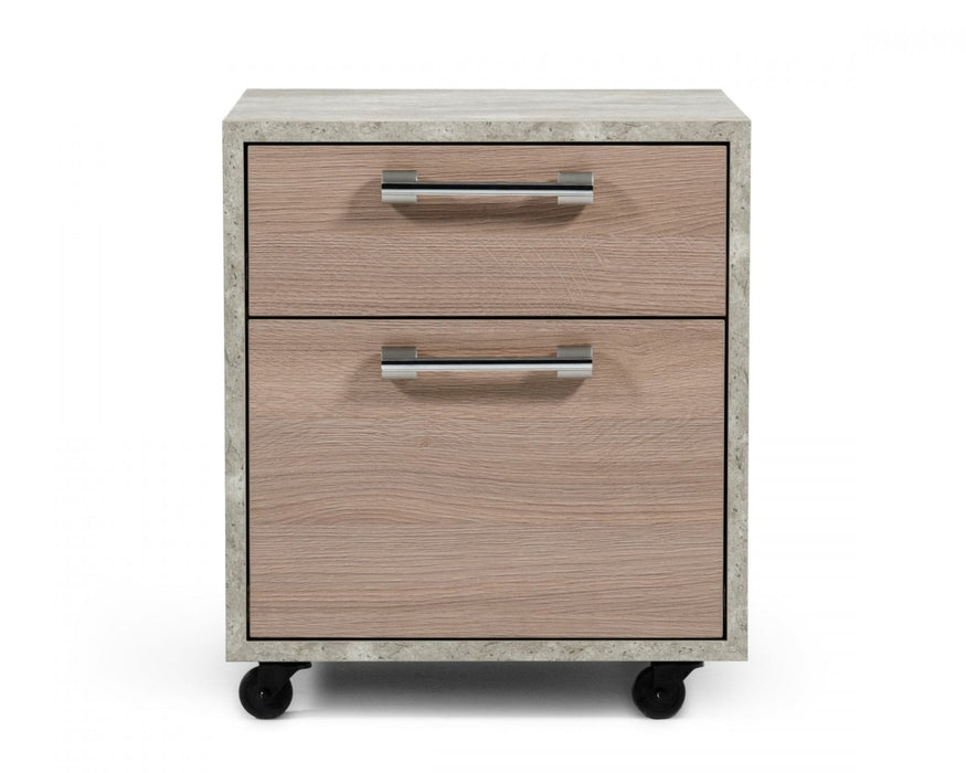 VIG Furniture - Nova Domus Boston Modern Brown Oak & Faux Concrete Office Small File Cabinet - VGANBOSTON-FC-SMALL