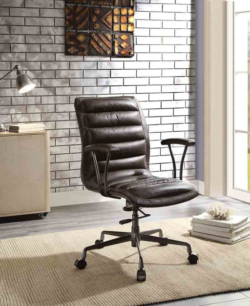 Acme Furniture - Zooey Distress Chocolate Top Grain Leather Office Chair - 92558