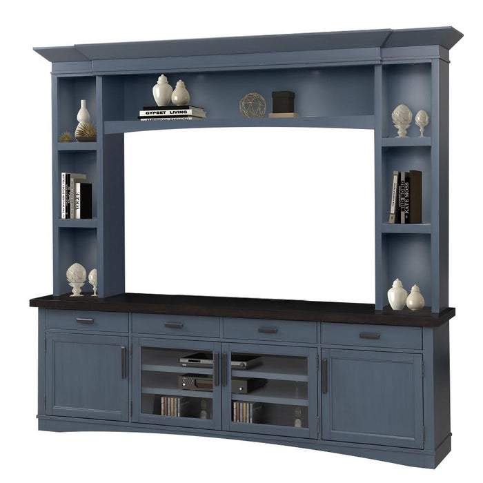 Parker House -  Denim 92 In. Tv Console With Hutch and Led Lights in Denim - AME#92-3-DEN