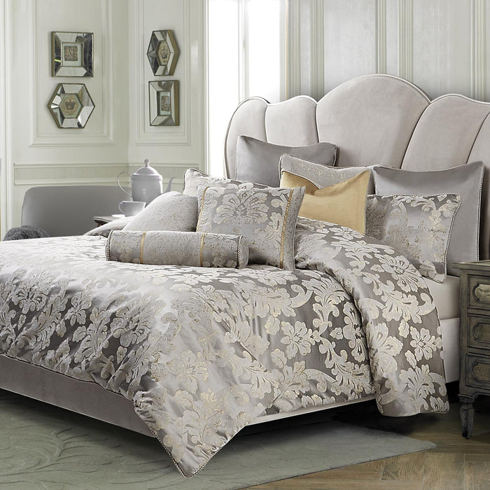 AICO Furniture - Assisi 9 Piece Queen Comforter Set"Platinum - BCS-QS09-ASISI-PLT