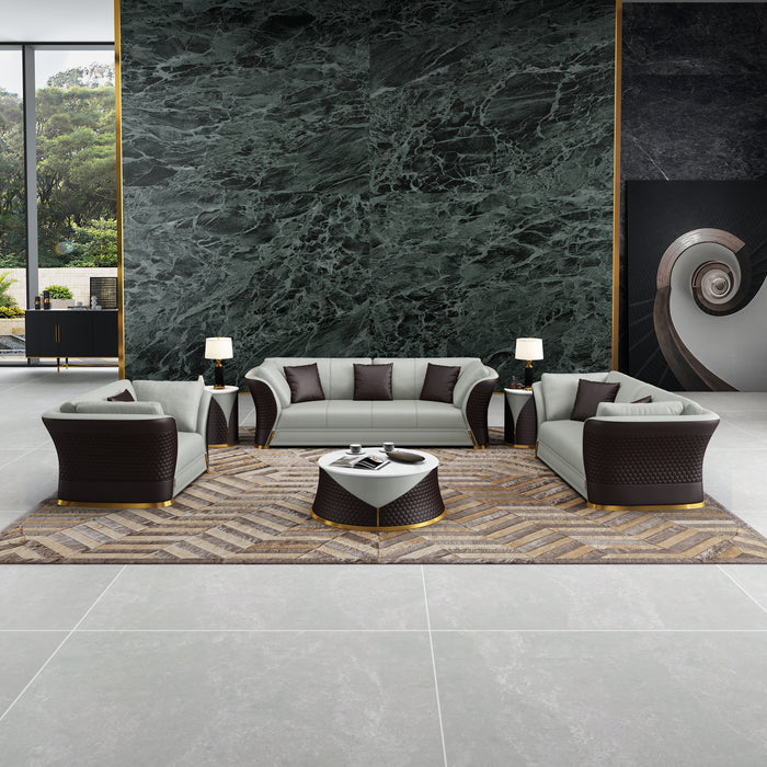 European Furniture - Vogue 3 Piece Living Room Set in Grey & Chocolate - EF-27993-3SET