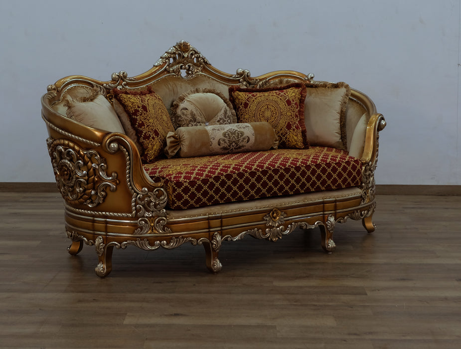 European Furniture - Saint Germain 4 Piece Luxury Living Room Set in Red Gold & Antique Silver - 35554-SL2C