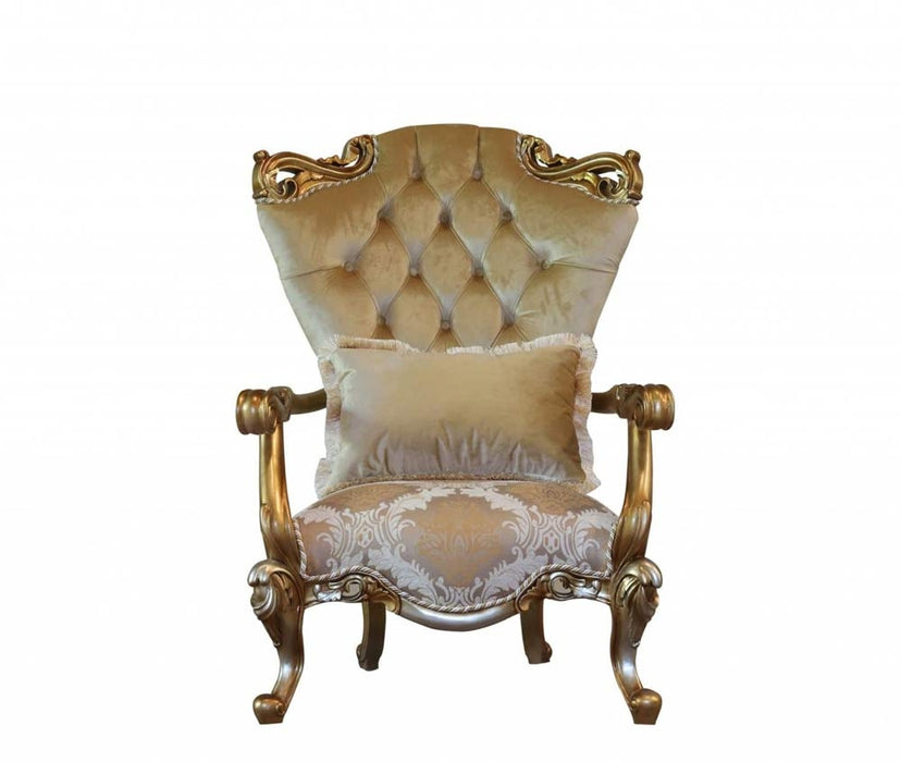 European Furniture - Alexsandra Luxury Chair in Golden Brown with Antique Silver - 43553-C