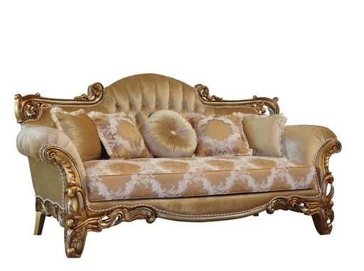 European Furniture - Alexsandra Luxury Sofa in Golden Brown with Antique Silver - 43553-S