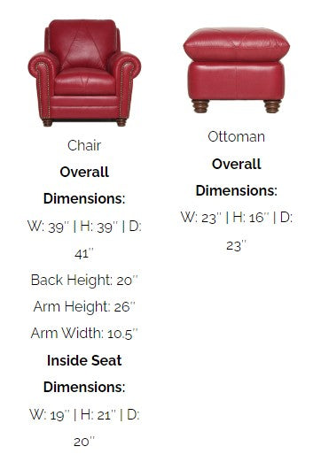 Mariano Italian Leather Furniture - Weston Italian Leather Chair & Ottoman