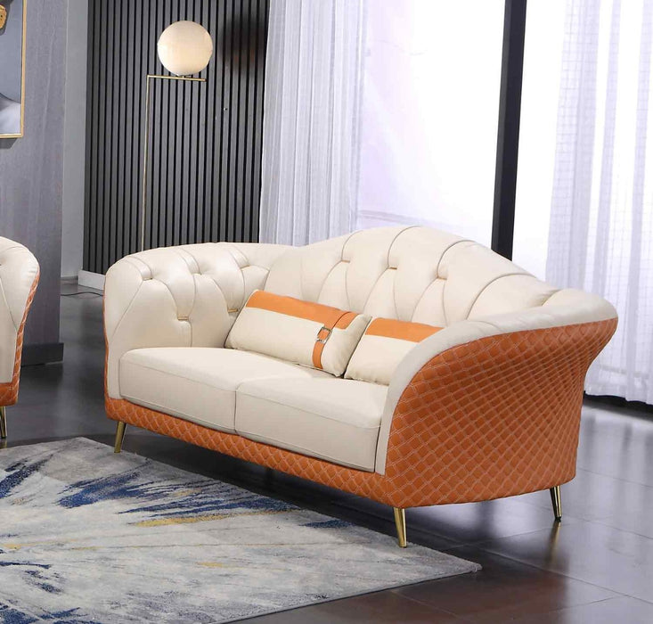 European Furniture - Amalia 3 Piece Living Room Set in White-Orange - 28040-3SET