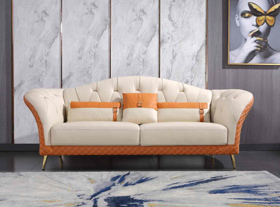 European Furniture - Amalia 2 Piece Living Room Set in White-Orange - 28040-2SET