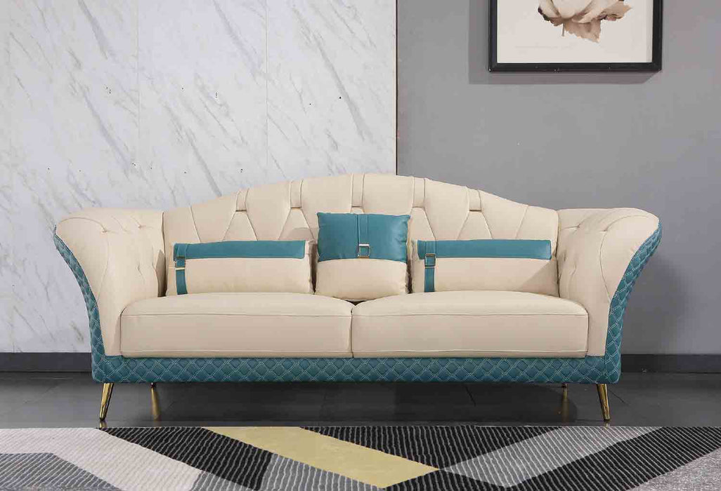 European Furniture - Amalia 3 Piece Living Room Set in White-Blue - 28042-3SET