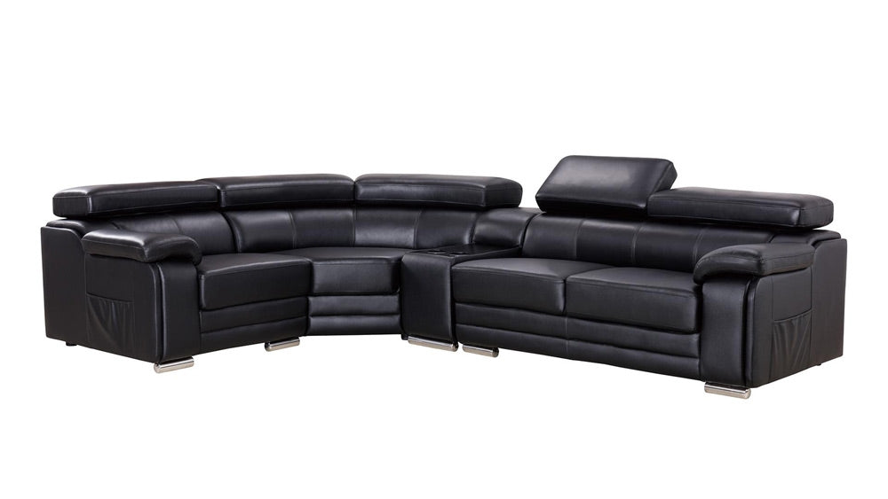 American Eagle Furniture - EK-L516 4-Piece Sectional Sofa in Black - EK-L516R-BK
