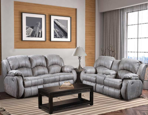 Southern Motion - Cagney Power Headrest Double Reclining Sofa and Console Loveseat in Grey - 705-61P, 78P 173-09