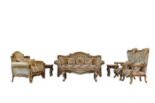 European Furniture - Alexsandra 3 Piece Luxury Living Room Set in Golden Brown with Antique Silver - 43553-SLC