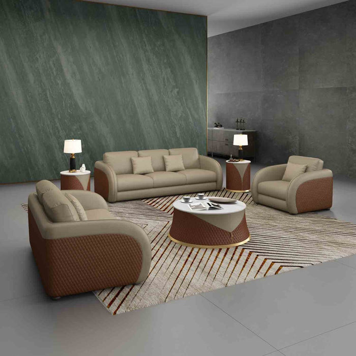 European Furniture - Noir 3 Piece Living Room Set in Sand Beige & Brown - 90880-3SET