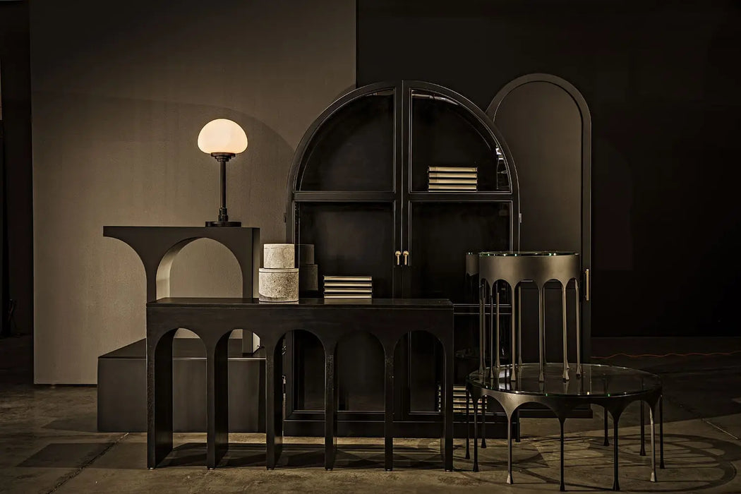 NOIR Furniture - Bridge Console, Hand Rubbed Black - GCON287HB - GreatFurnitureDeal