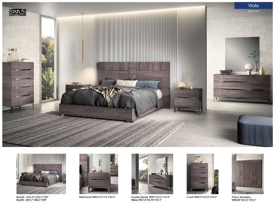 ESF Furniture - Viola King Size Bed in Purple Elm - VIOLAKS
