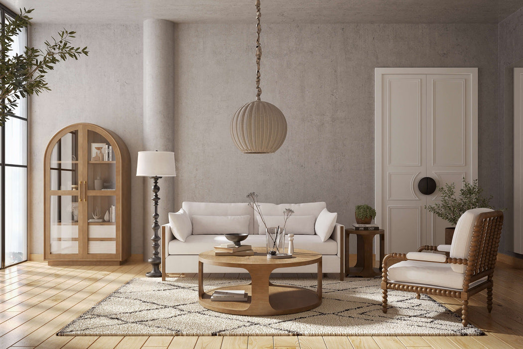 Bramble - Ball Rattan Pendant In White Wash - 27802RWWS----- - GreatFurnitureDeal