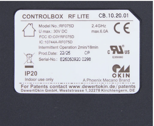 OKIN - Replacement Remote for Adjustable Base -71853-RF075D RF Lite - GreatFurnitureDeal
