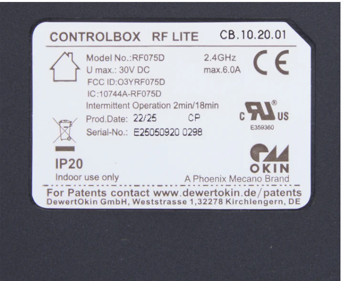 OKIN - Replacement Remote for Adjustable Base -71853-RF075D RF Lite - GreatFurnitureDeal