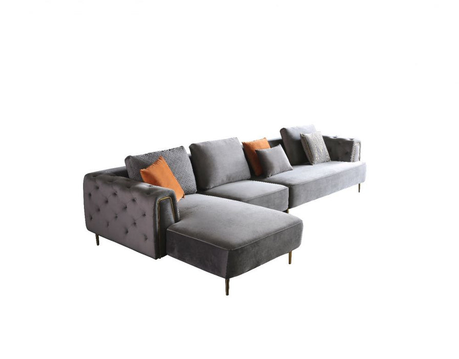 American Eagle Furniture - AE-LD831R 3 Piece Gray Velvet Right Side Sitting Sectional - AE-LD831R-GR
