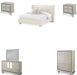 AICO Furniture - Hollywood Swank 6 Piece Eastern King Platform Bedroom Set in Creamy Pearl - 03000NEKUP3-14-6SET - GreatFurnitureDeal