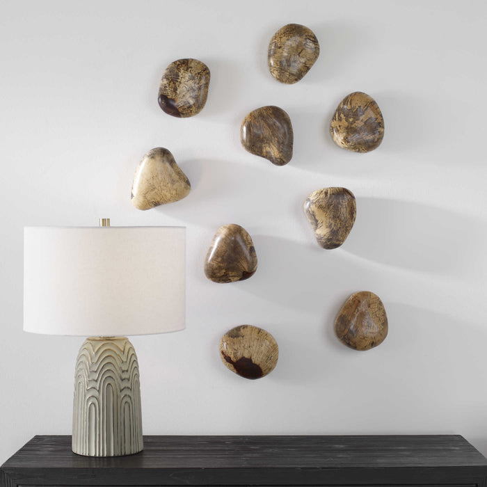 Uttermost - Pebbles Blonde Wood Wall Décor, S/9 - 04324 - GreatFurnitureDeal