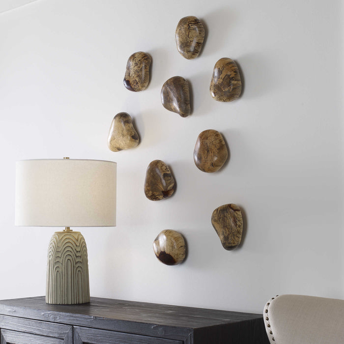 Uttermost - Pebbles Blonde Wood Wall Décor, S/9 - 04324 - GreatFurnitureDeal