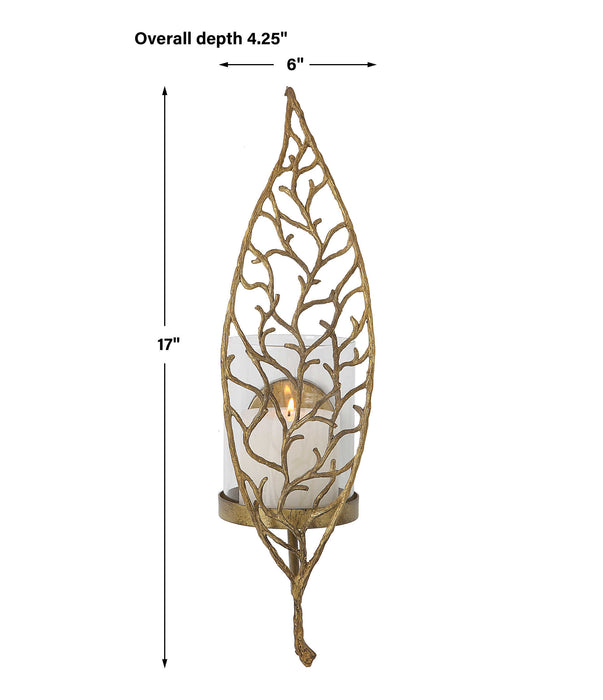 Uttermost - Woodland Treasure Gold Candle Sconce - 04334 - GreatFurnitureDeal
