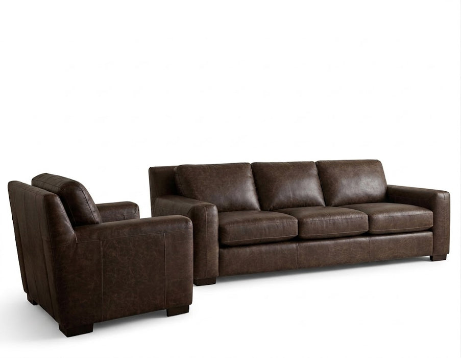 Mariano Italian Leather Furniture - Nora 2 Piece Sofa Set in Bomber Walnut - NORA-SC-3516 Bomber Walnut