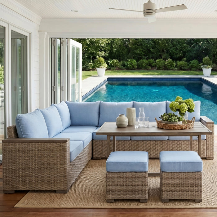 Homelegance - Marina Outdoor Sectional Sofa Set in Blue - 70000RBU-SC - GreatFurnitureDeal