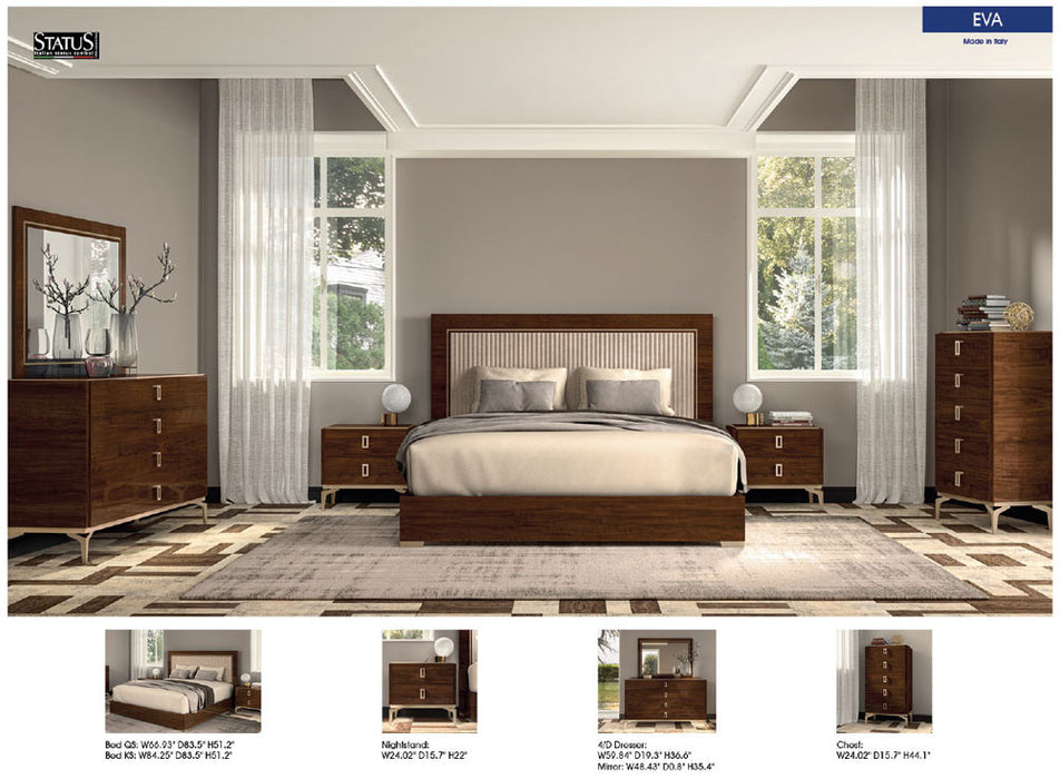 ESF Furniture - Eva Upholstered King Size Bed in Rich Tobacco Walnut - EVAKSBED - GreatFurnitureDeal