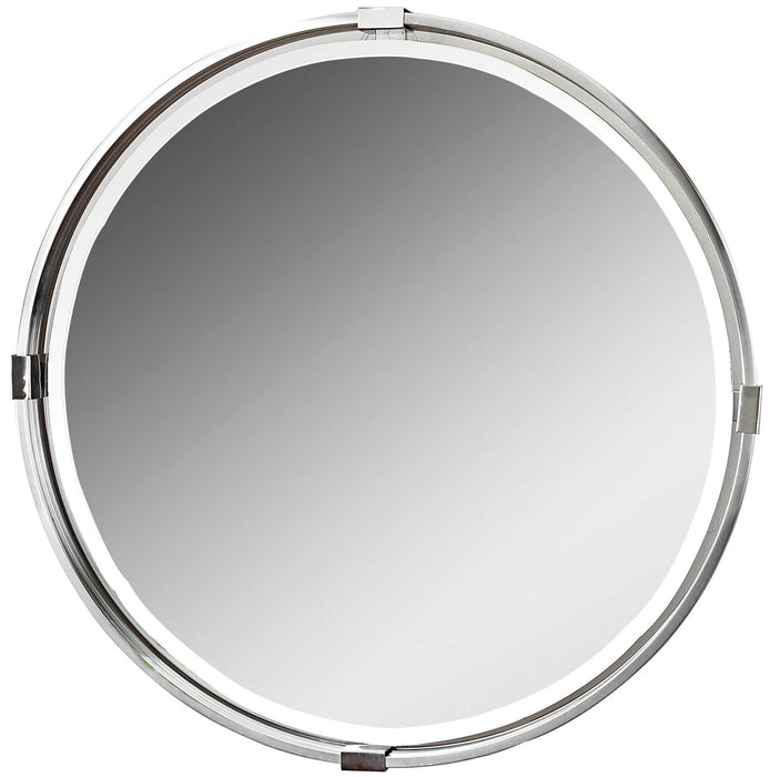 Uttermost - Tazlina Brushed Nickel Round Mirror - 09109 - GreatFurnitureDeal