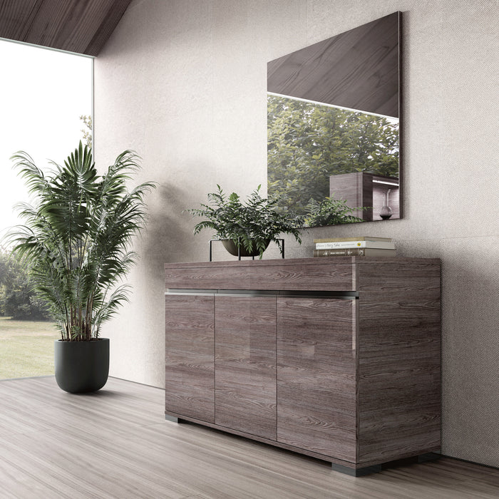 ESF Furniture - Viola 3 Door Buffet with Mirror in Purple Elm - VIOLA3DOORBUFFET-MIRROR