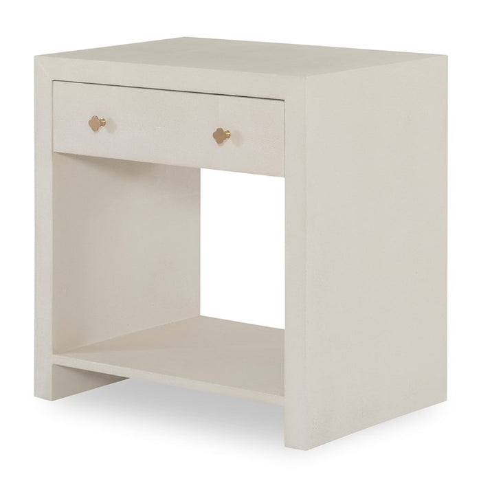 Ambella Home Collection - Bethany Shagreen Nightstand - Linen - 09257-230-007 - GreatFurnitureDeal