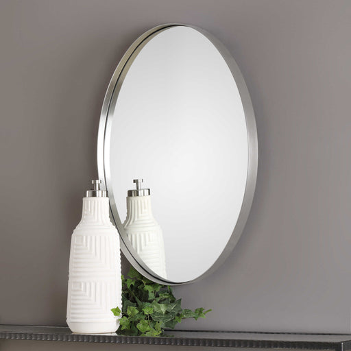 Uttermost - Pursley Brushed Nickel Oval Mirror - 09354 - GreatFurnitureDeal