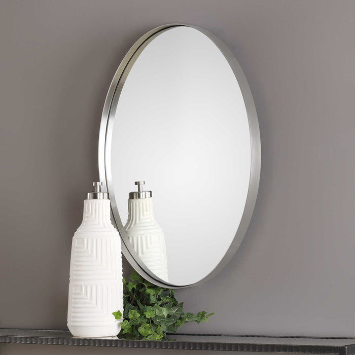 Uttermost - Pursley Brushed Nickel Oval Mirror - 09354